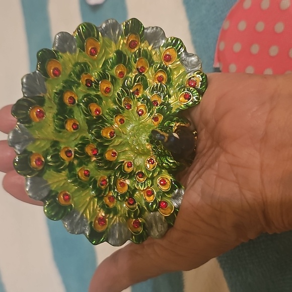 Colorful Vintage Peacock Figurine trinket - Picture 8 of 8